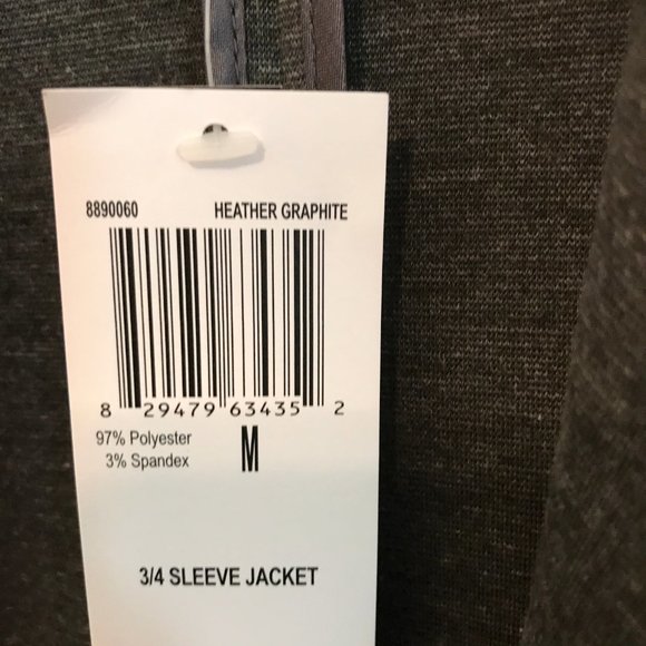 NWT  GRACE ELEMENTS 3/4 Shirred Sleeve Jacket  DARK GREY - Picture 4 of 4